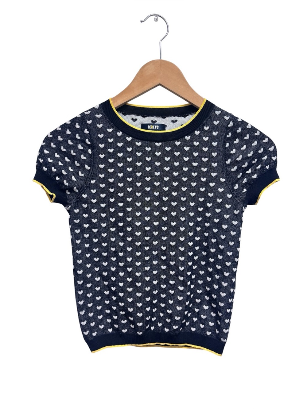 Maeve Anthropologie Heart Print Knit Blouse